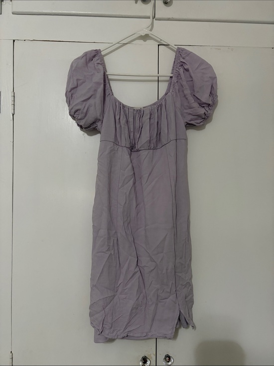 Live to be Spoiled Dresses & Skirts - Lilac Puff-Sleeve Mini Dress with Scoop Neck